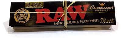 RAW Classic Black Connoisseur King Size Slim Rolling Papers + Tips