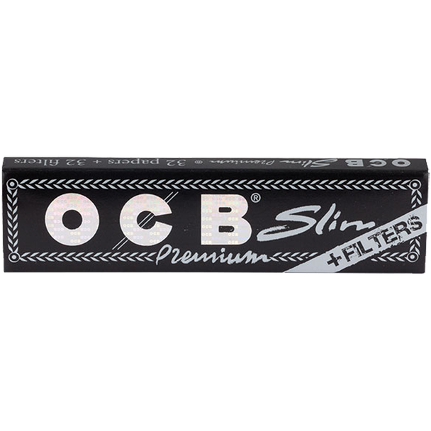 OCB Black King Size Slim Rolling Papers + Tips