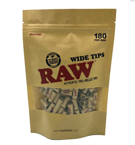 RAW Wide Tips Pre-Rolled 180 Per Bag