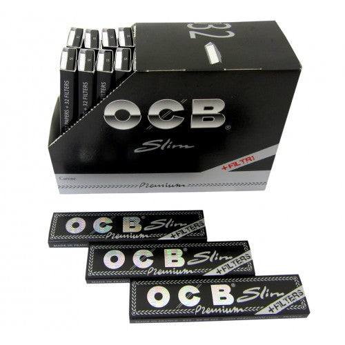 OCB Black King Size Slim Rolling Papers + Tips